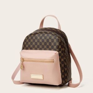 Mini baby pink and brown book bag